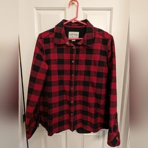 Orvis women's XL red/black plaid fleece lined shirt/jacket